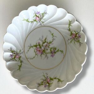 Theodore Haviland Limoges France SIGNED Pink Lavender Floral Scalloped 5” 1965